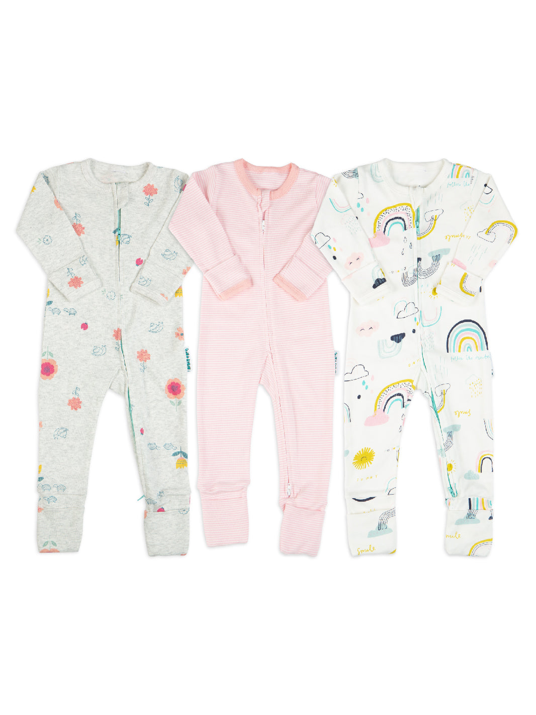 Trio Pack Pinks Sleepsuits with Zipper