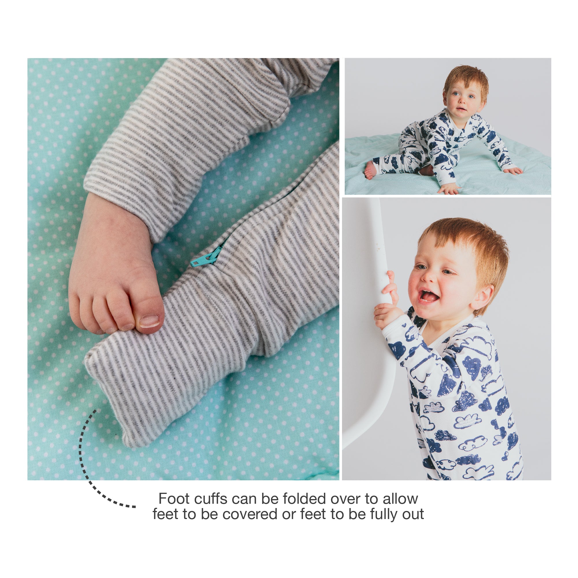 Navy Clouds Sleepsuit with Two-Way Zip