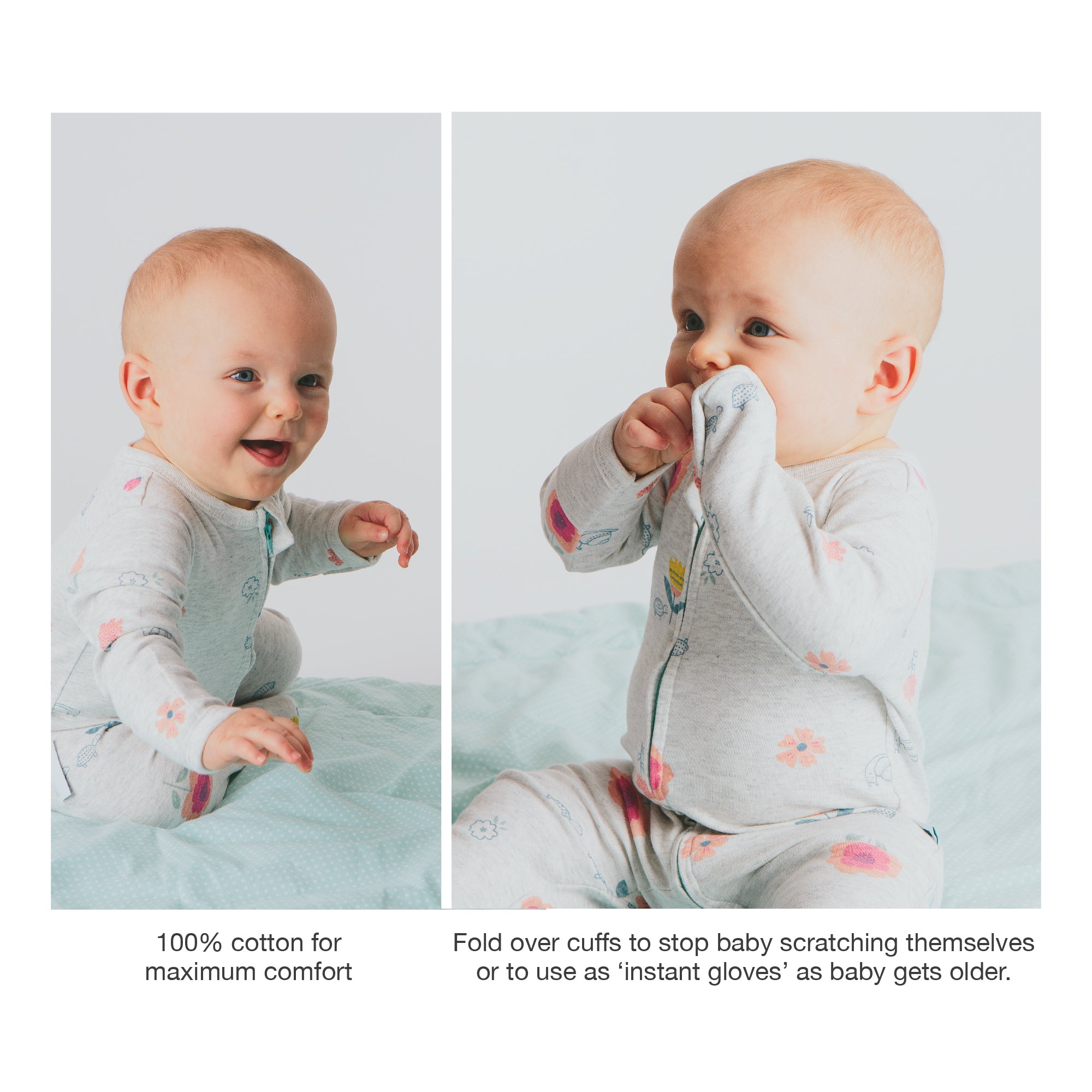 Flower Sleepsuit with Two-Way Zip