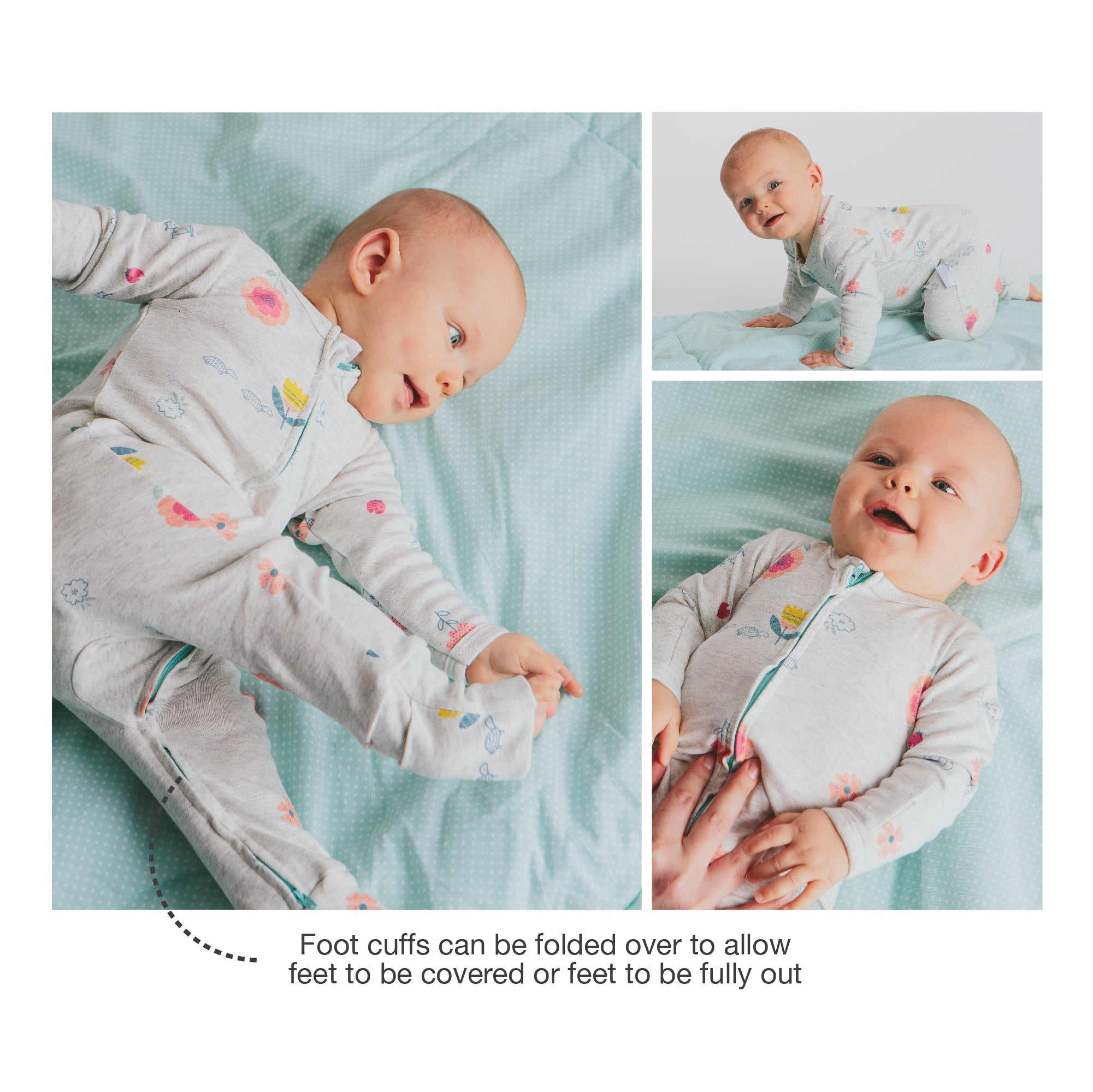 Flower Sleepsuit with Two-Way Zip