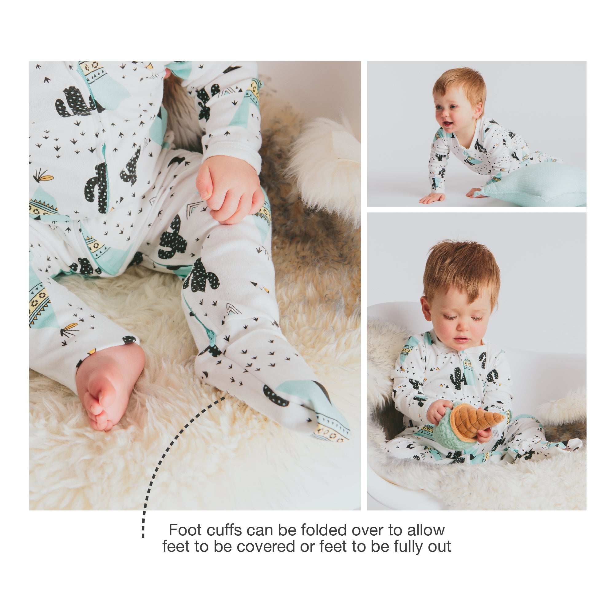 Trio Pack Blues Sleepsuits with Zipper